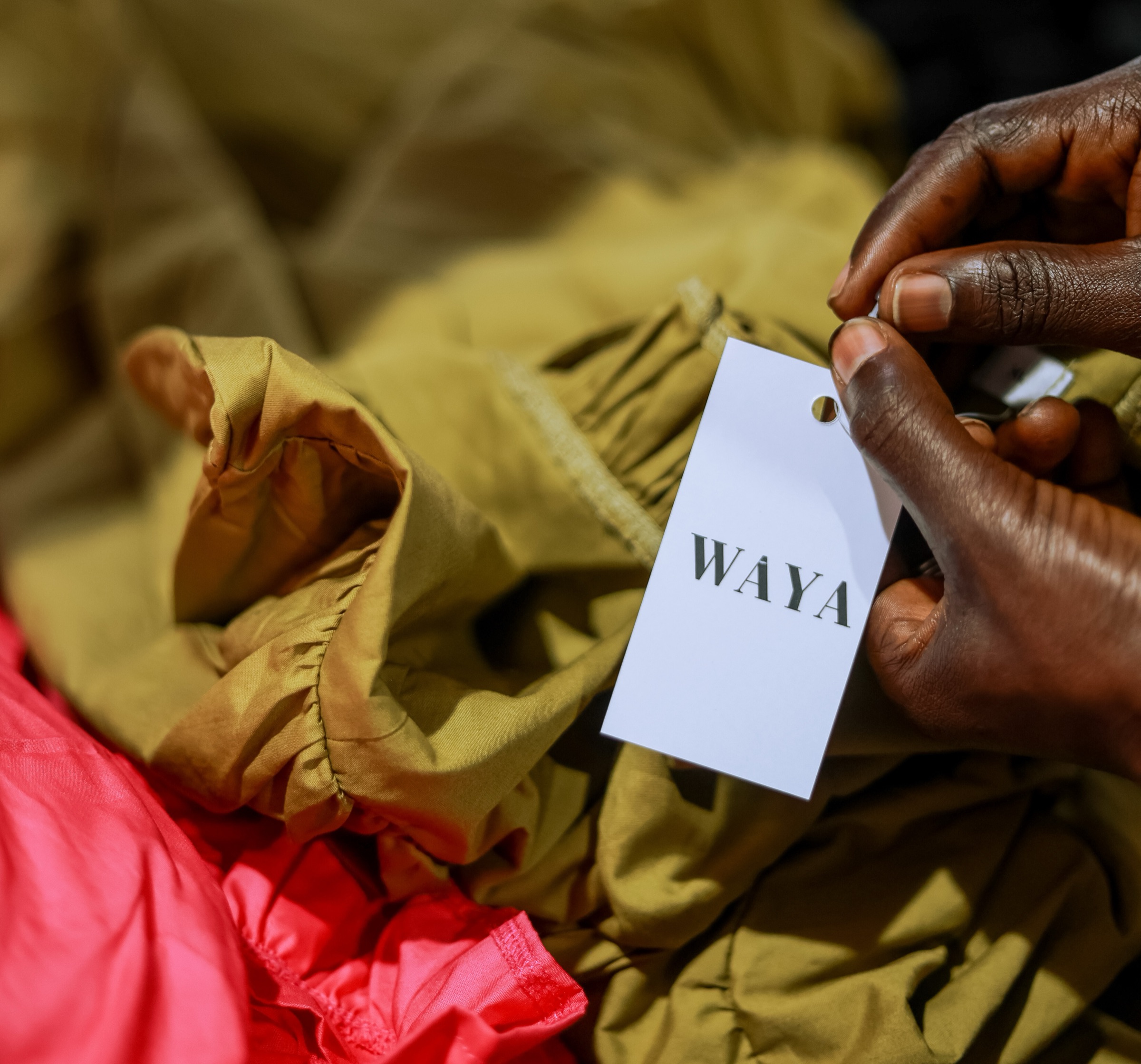 Tagging finished WAYA garments